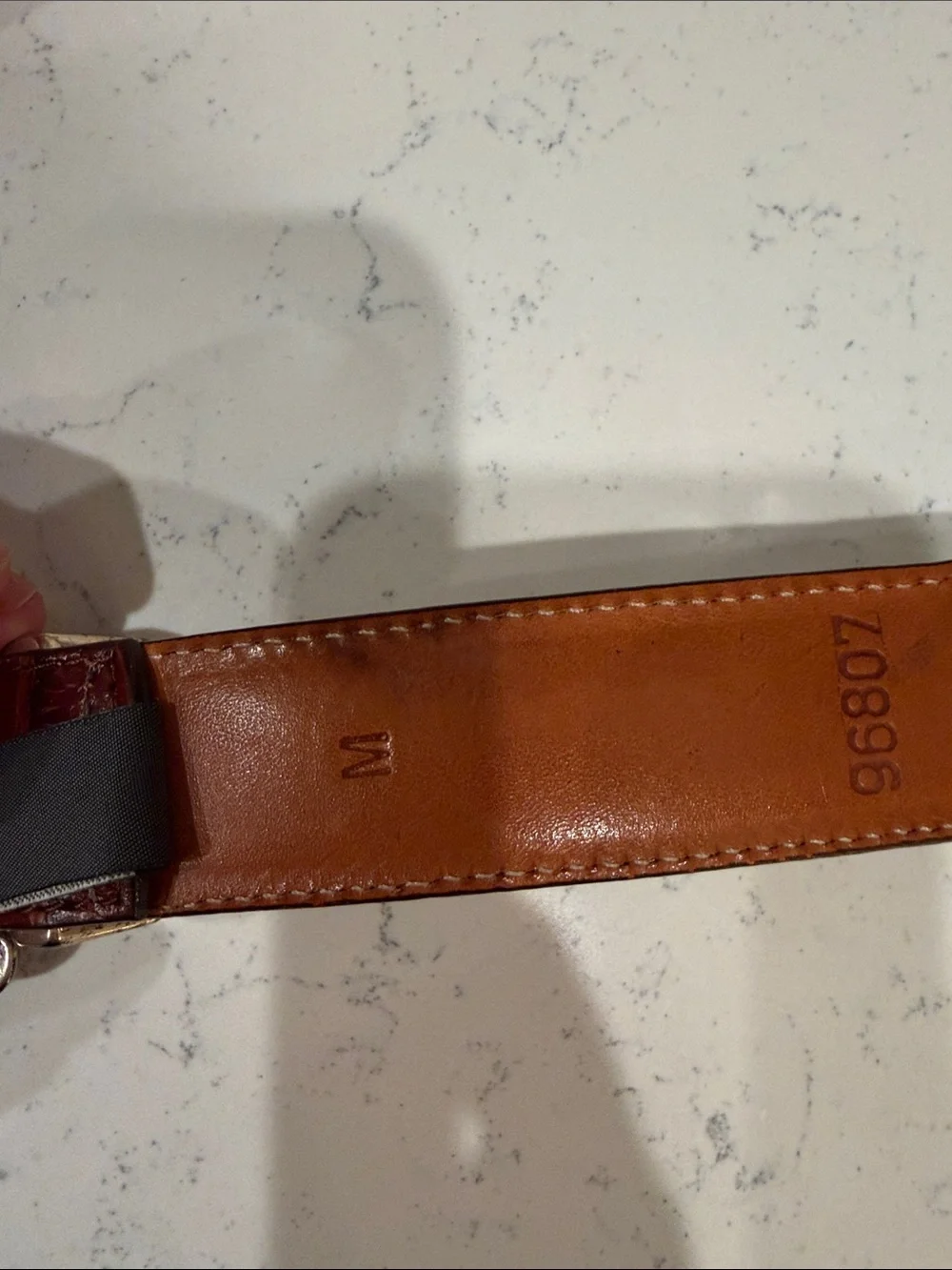 Vintage Brighton Brown Croc-Textured Weatern Leather Belt with Silver Hardware